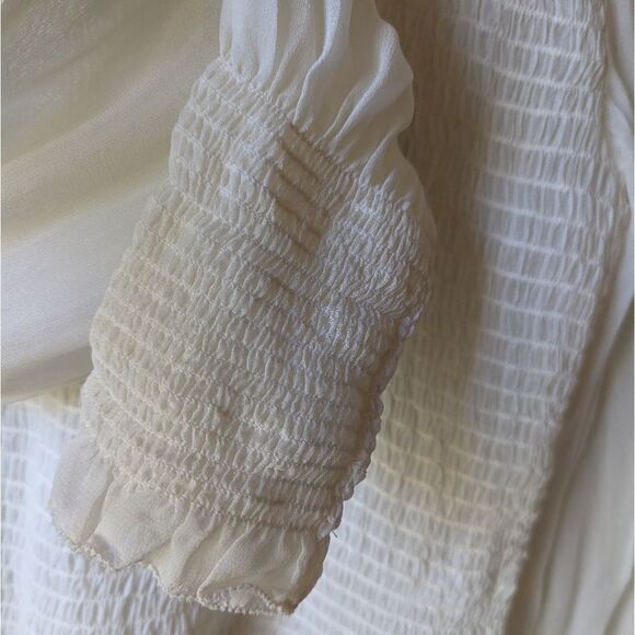 Rag & Bone NWT Kayden Sheer Smocked Blouse women's sz M in Light Dove - Picture 10 of 13